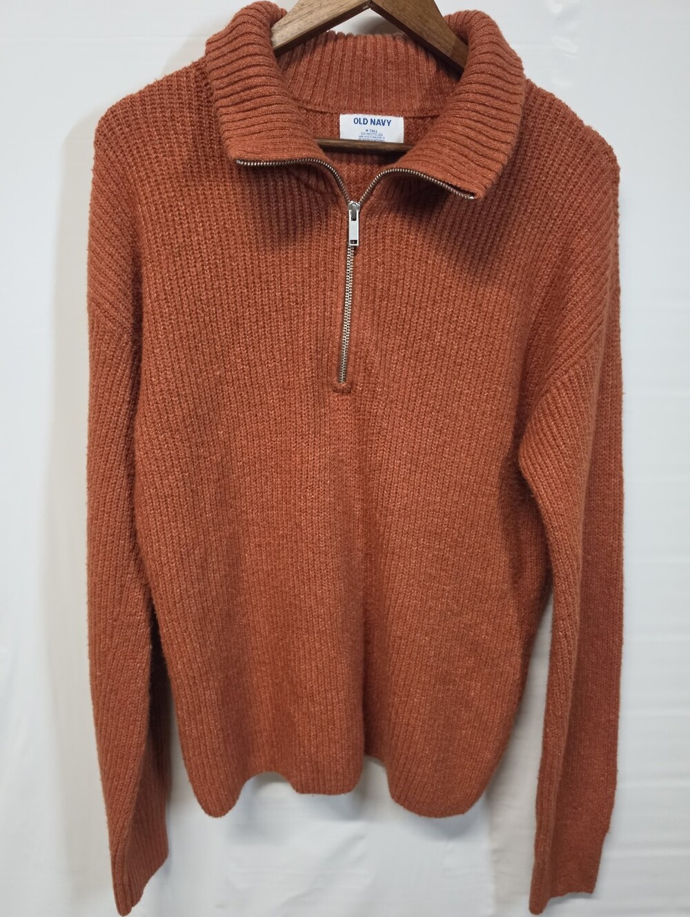 Old Navy Rust Orange Half Zip Chunky Knit Sweater Women’s M Tall